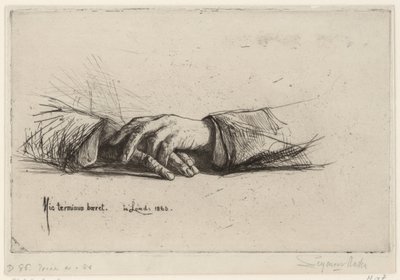 Rustende handen door Francis Seymour Haden (Sir)