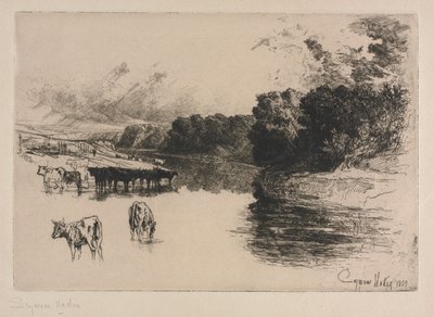 Een Lancashire Rivier, 1881 door Francis Seymour Haden