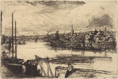 Oud Chelsea, vanuit Whistlers raam (Battersea Reach) door Francis Seymour Haden