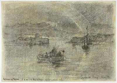 Regenboog over Cascais Bay, Cintra, Portugal door Francis Seymour Haden