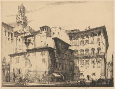Het stadhuis, Florence door Francis Sydney Unwin