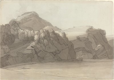 Een rotsachtige kust bij Coombmartin, Devon (Combe Martin Bay) door Francis Towne