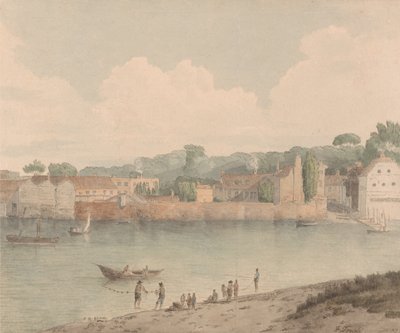 Vauxhall trappen, vanaf Millbank, 5 juli 1797 door Francis Towne