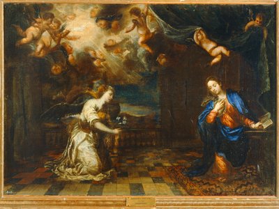 Annunciatie (schilderij) door Francisco (1608-1685) Rizi