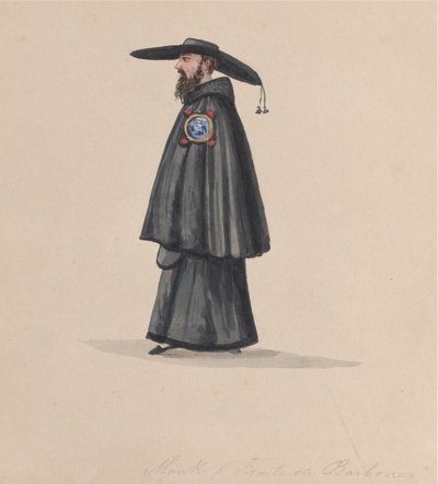 Een monnik van de orde van Barbones, uit een groep tekeningen die Peruaanse kostuums uitbeelden, 1848 door Francisco