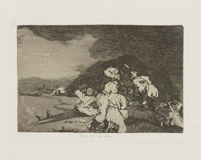 Bien te se est?. (Het dient je goed.), pl. 6 uit de serie Los desastres de la guerra (De Rampen van de Oorlog) door Francisco de Goya