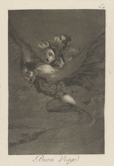 Goede reis, plaat 64 uit de serie Los caprichos door Francisco de Goya