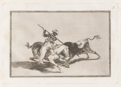 De moedige Moor Gazul is de eerste die stieren volgens de regels lanceert door Francisco de Goya