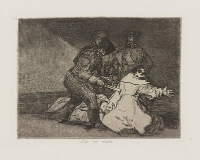 Esto es malo., Plaat 46 uit de serie Los desastres de la guerra door Francisco de Goya