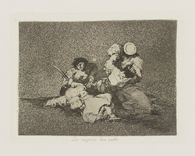 Las mugeres dan valor. (De Vrouwen Geven Moed.), pl. 4 uit de serie Los desastres de la guerra (De Rampen van de Oorlog) door Francisco de Goya