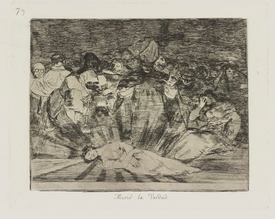 De waarheid is gestorven, pl. 79 uit de serie Los desastres de la guerra door Francisco de Goya