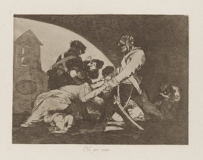 Ni por esas (Noch deze), pl. 11 uit de serie Los desastres de la guerra (De rampen van de oorlog) door Francisco de Goya