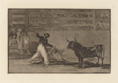 Oorsprong van de Harpoenen of Banderillas, Plaat 7 uit La tauromaquia door Francisco de Goya