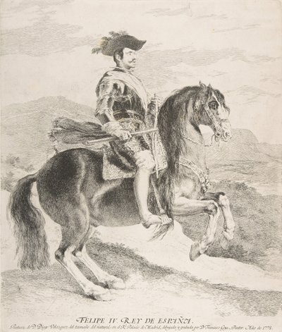 Filips IV te paard, naar Velázquez, 1778 door Francisco de Goya