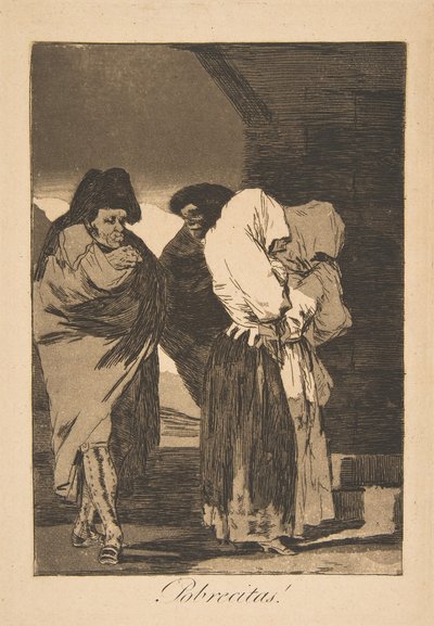 Plaat 22 uit Los Caprichos: Arme meisjes! Probrecitas!, 1799, postume druk door Francisco de Goya