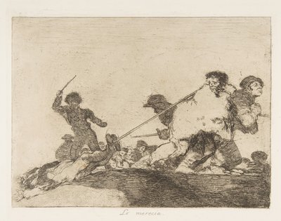 Plaat 29 uit De Rampen van de Oorlog Los Desastres de la Guerra:: Hij ..., 1810 gepubliceerd 1863 door Francisco de Goya