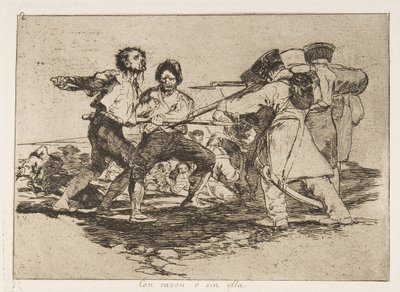 Plaat 2 uit De rampen van de oorlog: Rechts, 1810 gepubliceerd 1863 door Francisco de Goya