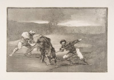 Plaat 2 van de Tauromaquia: Een andere manier van jagen te voet, 1816 door Francisco de Goya