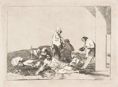 Plaat 58 uit De Rampen van de Oorlog: Het heeft geen zin om te huilen..., 1811-12 door Francisco de Goya