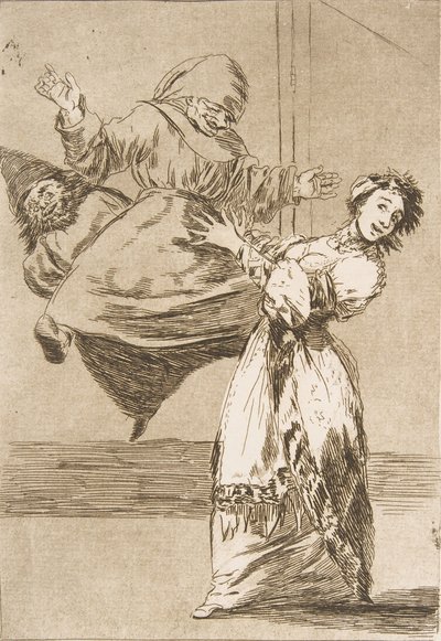 Blad 74 uit Los Caprichos: Schreeuw niet, domkop door Francisco de Goya