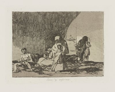 Sanos y enfermos, pl. 57 uit de serie Los desastres de la guerra door Francisco de Goya