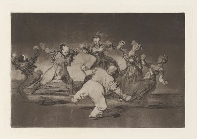 Als Marion wil dansen, dan moet ze de gevolgen dragen, uit de serie Los disparates (Los proverbios) door Francisco de Goya
