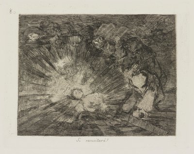 Si resucitará? (Zal Ze Weer Opstaan?), pl. 80 uit de serie Los desastres de la guerra (De Rampen van de Oorlog) door Francisco de Goya