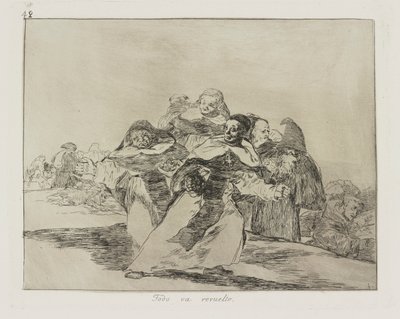 Todo va revuelto. (Alles is in de War.), pl. 42 uit de serie Los desastres de la guerra (De Rampen van de Oorlog) door Francisco de Goya
