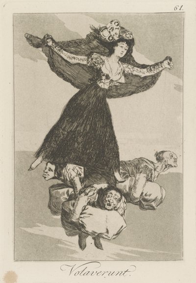 Volaverunt. (Ze Zijn Gevlogen.), pl. 61 uit de serie Los caprichos door Francisco de Goya