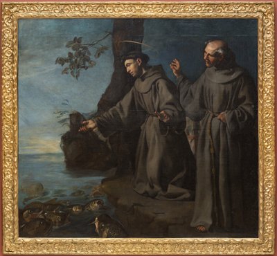 St. Antonius preekt voor de vissen door Francisco Herrera the Elder