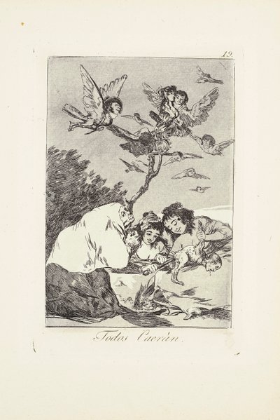 Allen zullen vallen (Todos Caeràn) Plaat 19 uit: Los Caprichos door Francisco Jose de Goya y Lucientes