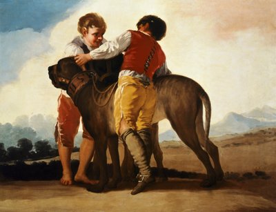 Jongens met mastiff door Francisco Jose de Goya y Lucientes