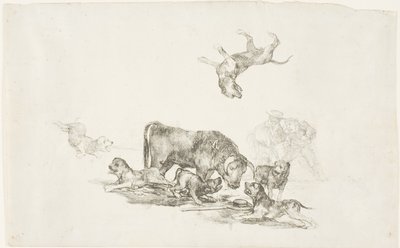 Stier Aangevallen door Honden door Francisco Jose de Goya y Lucientes