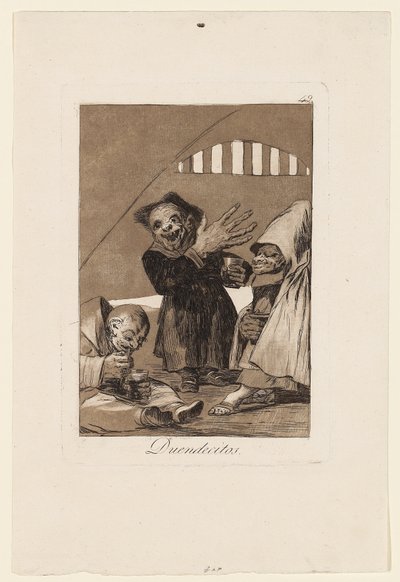 Duendecitos, plaat uit "Los Caprichos", 1799 door Francisco de Goya