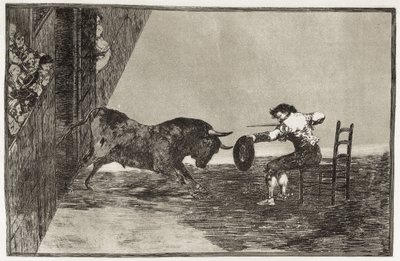 De moed van Martincho (waarschijnlijk Antonio Ebassum) in de ring in Zaragoza. 1816. Plaat 18 van 