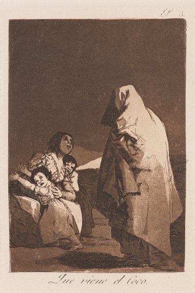 Daar komt de Boeman, laat 18e-begin 19e eeuw (prent) door Francisco de Goya