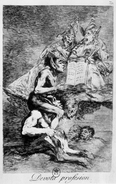 Geloofsbelijdenis, hekserijscène met elfen door Goya, late 18e eeuw door Francisco de Goya