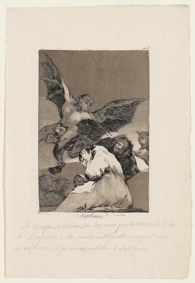 Soplones, plaat uit "Los Caprichos", 1799 door Francisco de Goya