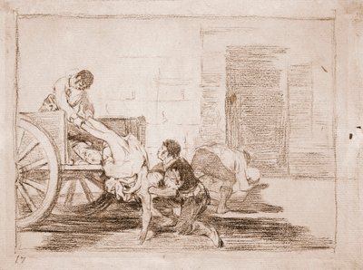 De rampen van de oorlog: Ladingen naar de begraafplaats door Francisco de Goya