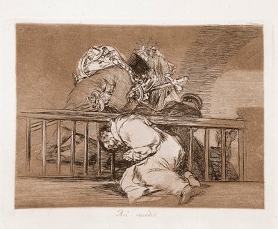De rampen van de oorlog: Zo is het gebeurd (ets van voorbereidende tekening) door Francisco de Goya