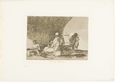 De Gezonde en de Zieke, plaat 57 uit De Rampen van de Oorlog door Francisco Jose de Goya y Lucientes