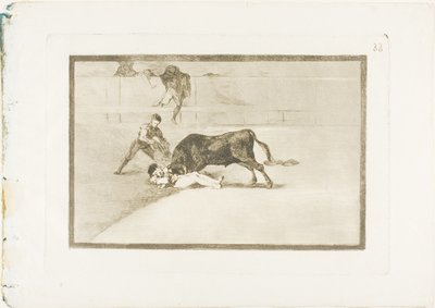 De Ongelukkige Dood van Pepe Illo in de Ring in Madrid, plaat 33 uit De Kunst van het Stierenvechten door Francisco Jose de Goya y Lucientes