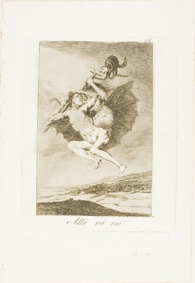 Daar gaat het, plaat 66 uit Los Caprichos door Francisco Jose de Goya y Lucientes