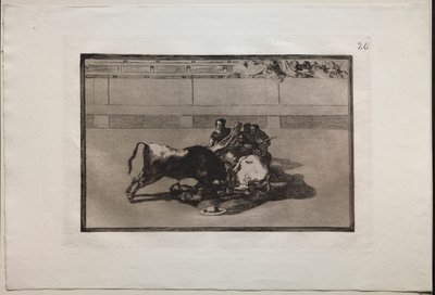 Stierengevechten: Een Picador Wordt van Zijn Paard Gegooid en Valt Onder de Stier door Francisco de Goya