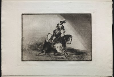 Stierengevechten: Karel V die een stier spietst, 1876 door Francisco de Goya