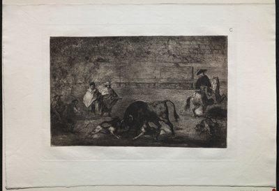 Stierengevechten: De Hond Losgelaten op de Stier door Francisco de Goya