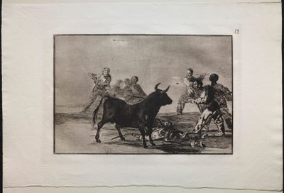 Stierengevechten: Het Gepeupel Hamstringt de Stier met Lansen, Sikkels, Banderillas en Andere Wapens door Francisco de Goya