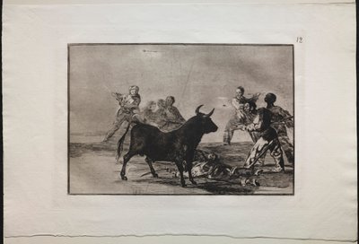Stierengevechten: Het Gepeupel Hamstringt de Stier met Lansen, Sikkels, Banderillas en Andere Wapens, 1876 door Francisco de Goya