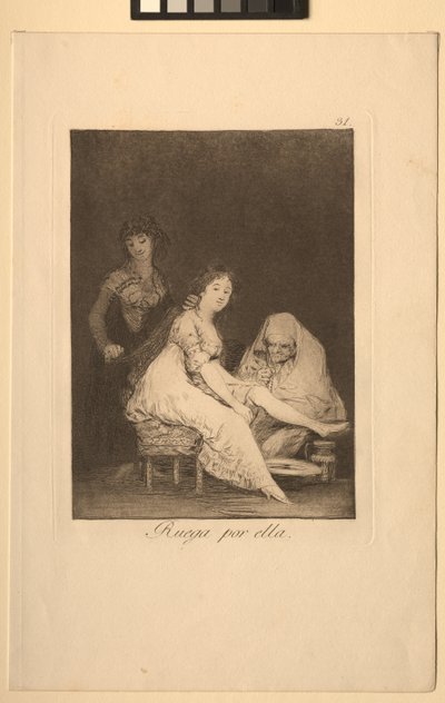 Caprichos: Ze bidt voor haar door Francisco de Goya