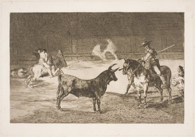 De gevierde picador, Fernando del Toro, provoceert de woeste stier met zijn lans door Francisco de Goya
